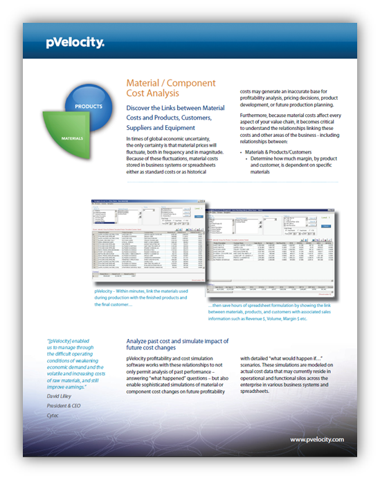pVelocity Material Cost Analysis PDF